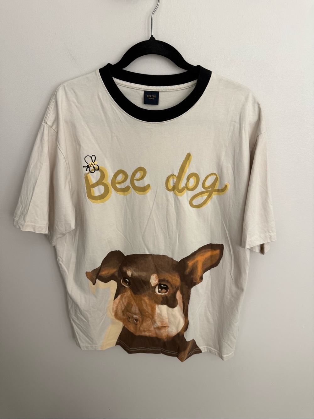 Puppy Graphic Ribbed Crewneck T-Shirt